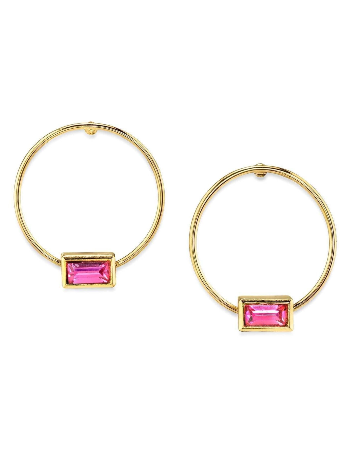 1928 Jewelry Rectangle Crystal Hoop Stainless Steel Post Earrings