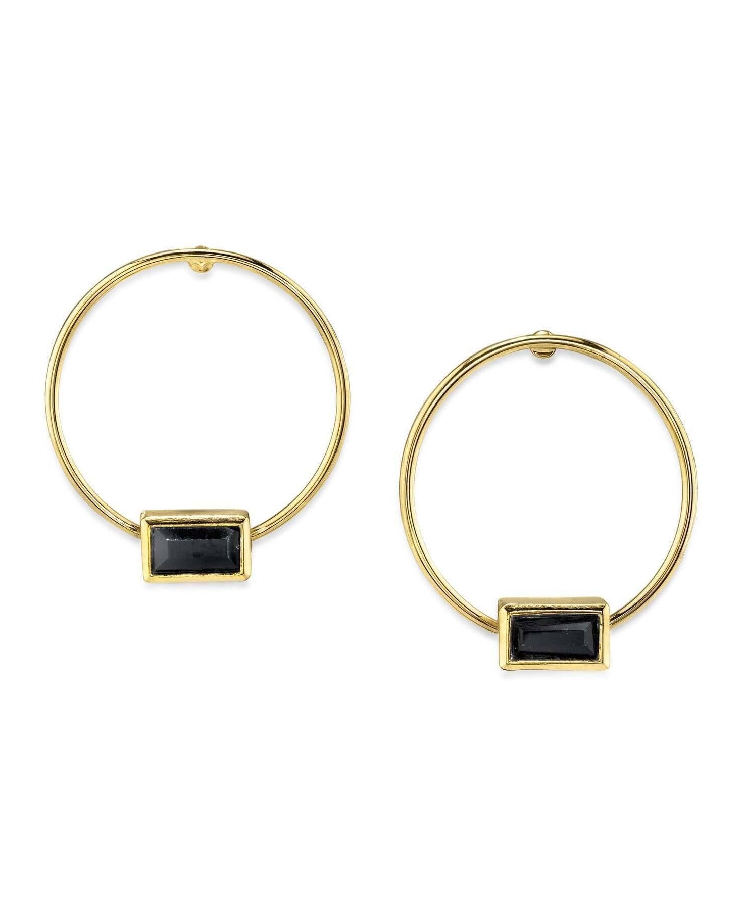 1928 Jewelry Rectangle Crystal Hoop Stainless Steel Post Earrings