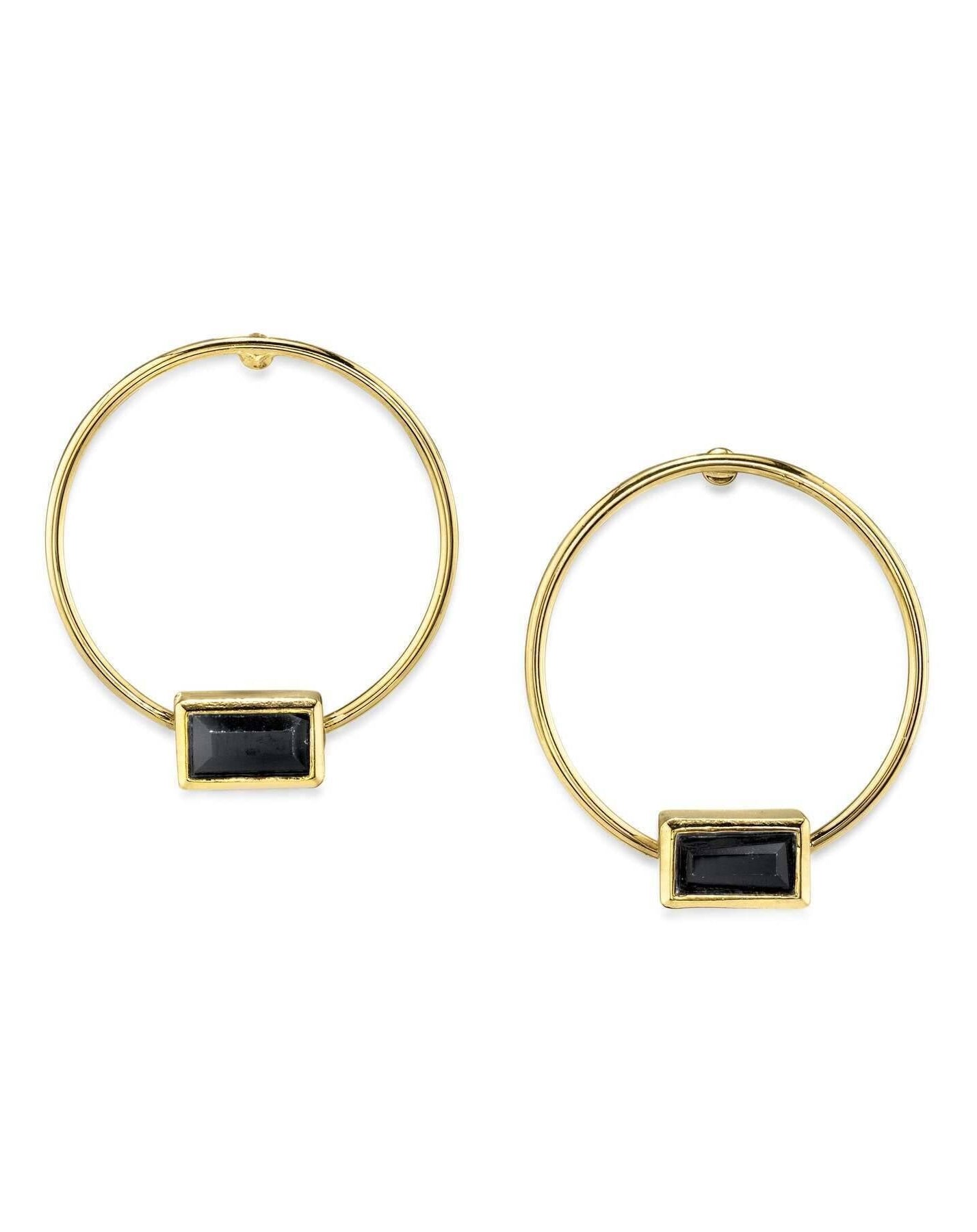 1928 Jewelry Rectangle Crystal Hoop Stainless Steel Post Earrings