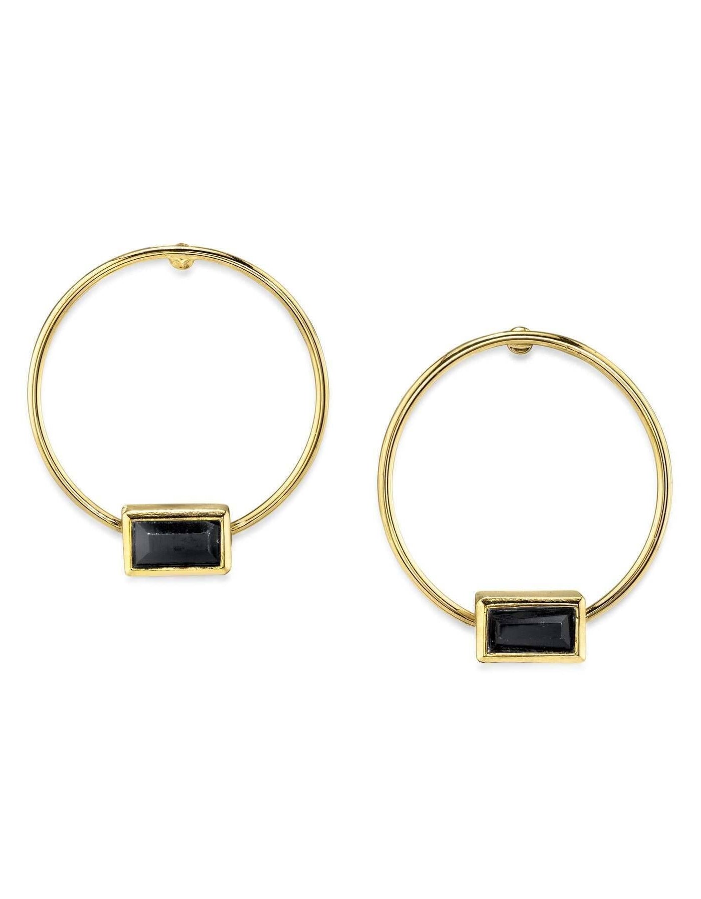 1928 Jewelry Rectangle Crystal Hoop Stainless Steel Post Earrings