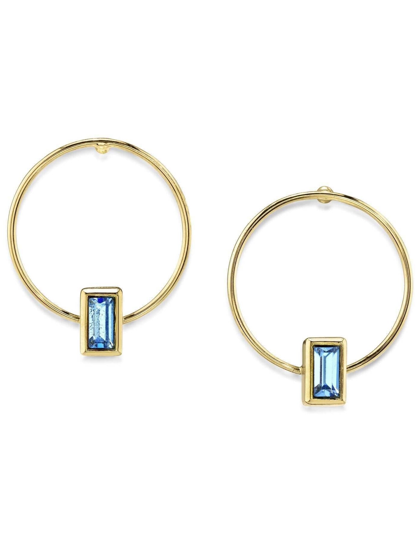 1928 Jewelry Petite Rectangle Crystal Hoop Stainless Steel Post Earrings