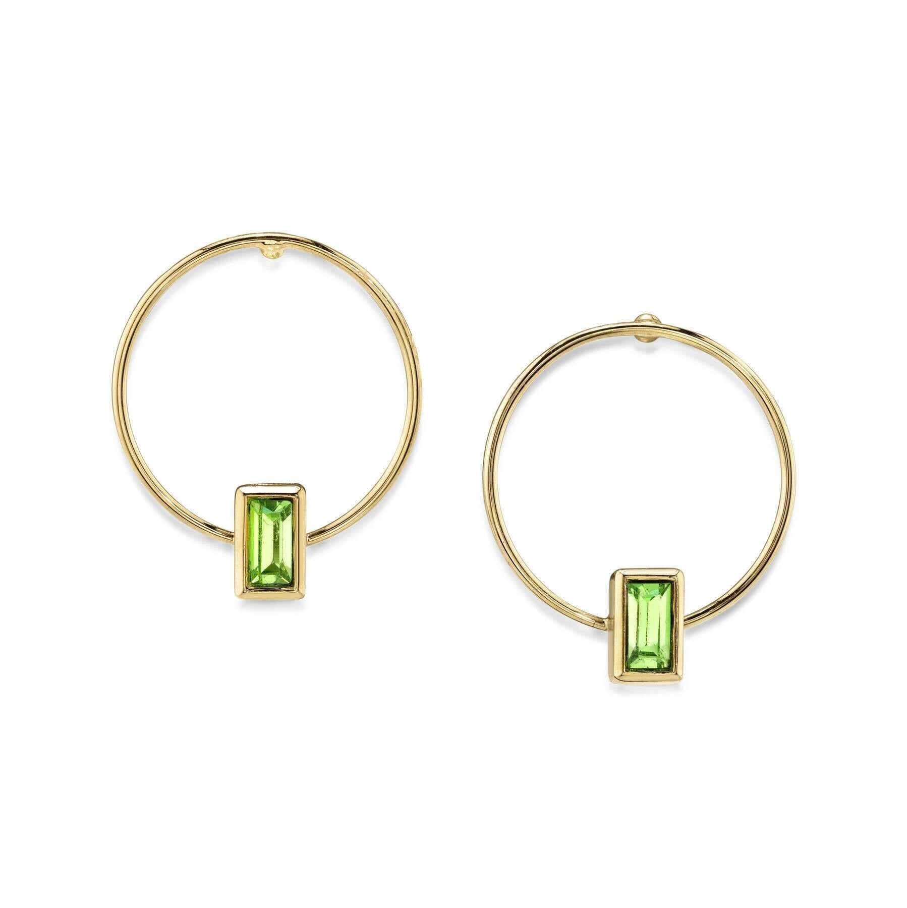 1928 Jewelry Petite Rectangle Crystal Hoop Stainless Steel Post Earrings