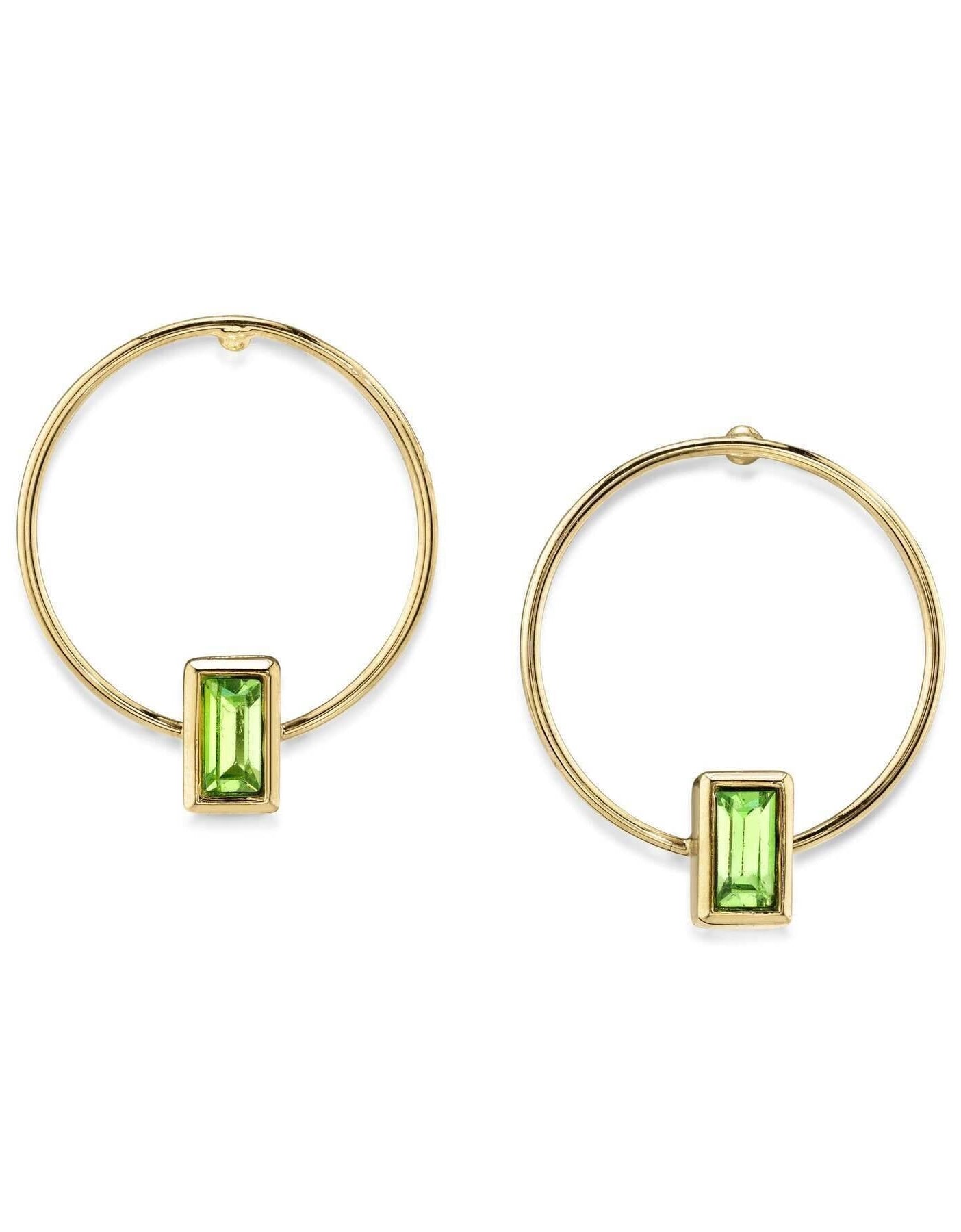 1928 Jewelry Petite Rectangle Crystal Hoop Stainless Steel Post Earrings