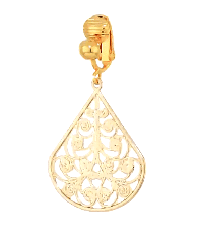 1928 Jewelry Filigree Teardrop Clip On Earrings