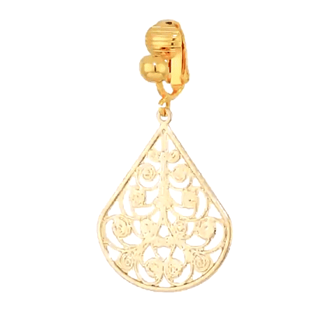 1928 Jewelry Filigree Teardrop Clip On Earrings