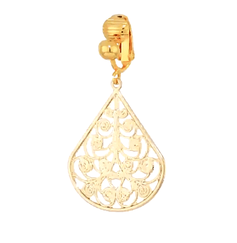 1928 Jewelry Filigree Teardrop Clip On Earrings