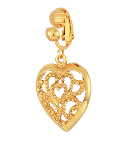 1928 Jewelry Filigree Heart Clip On Drop Earrings