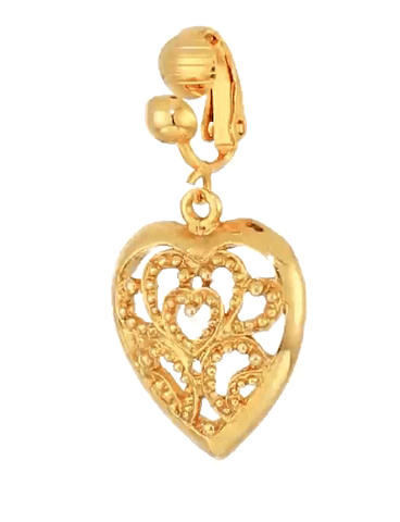 1928 Jewelry Filigree Heart Clip On Drop Earrings