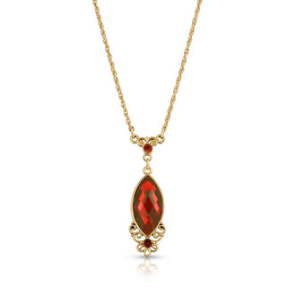 Alluring Siam Red Filigree Pendant Necklace 16" + 3" Extender