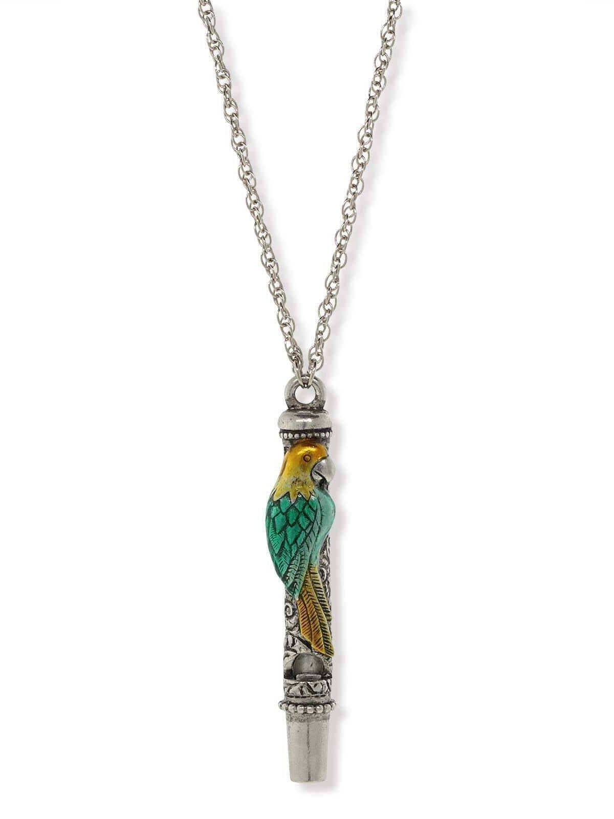 1928 Jewelry Neotropic Exotic Parrot Pendant Whistle Necklace 30"