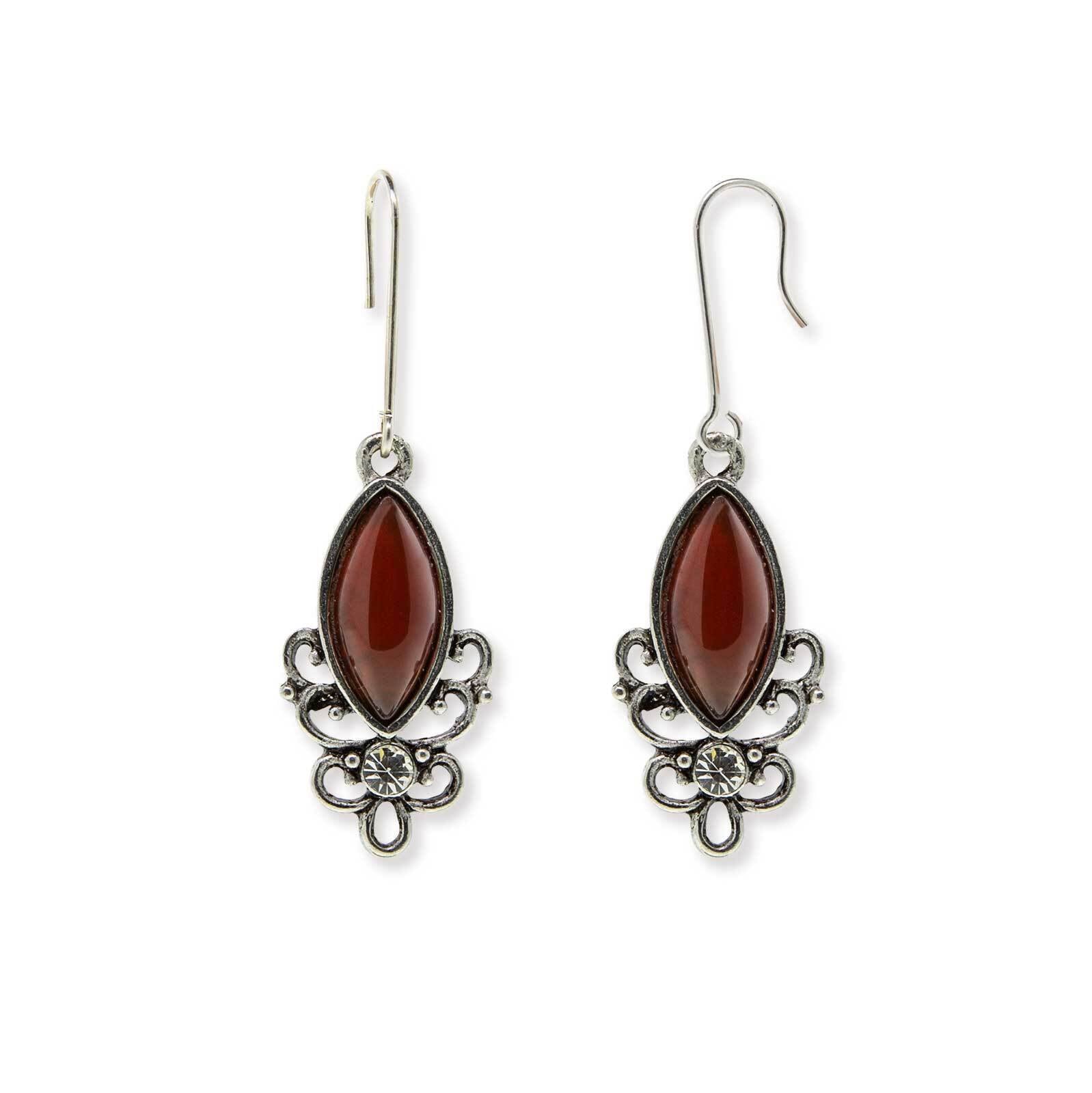 1928 Jewelry Classic Filigree Navette Gemstone Earrings