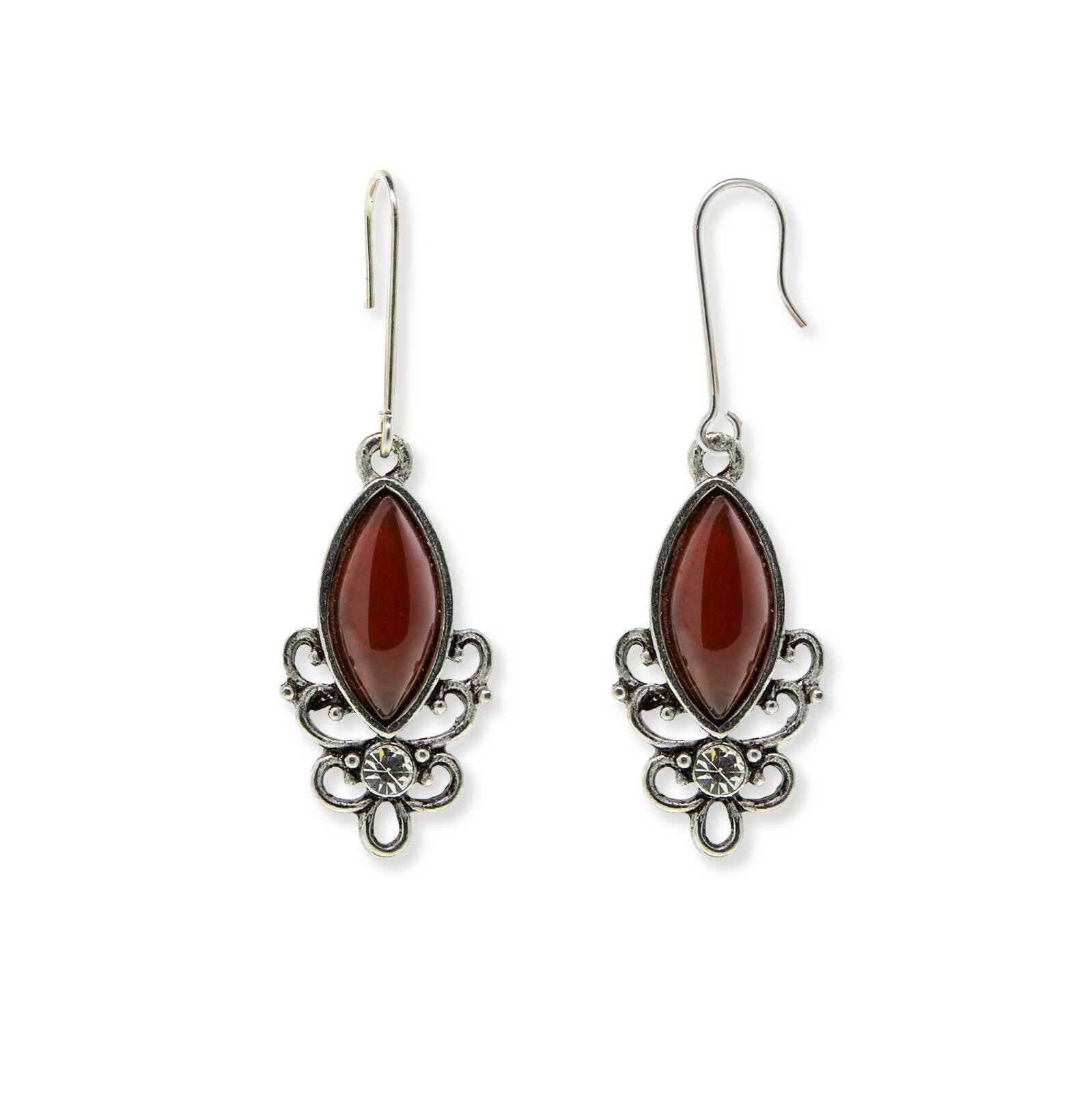 1928 Jewelry Classic Filigree Navette Gemstone Earrings