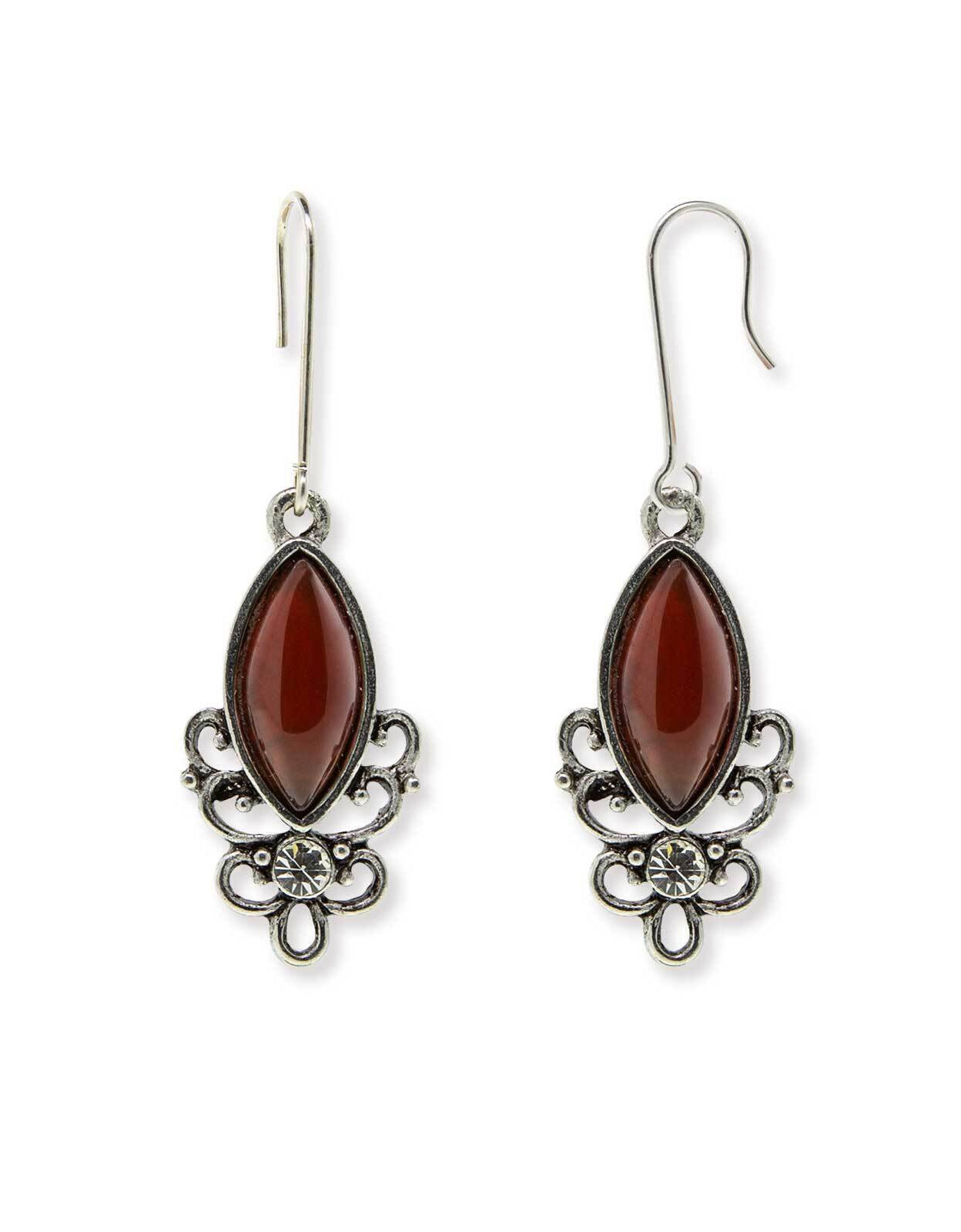 1928 Jewelry Classic Filigree Navette Gemstone Earrings