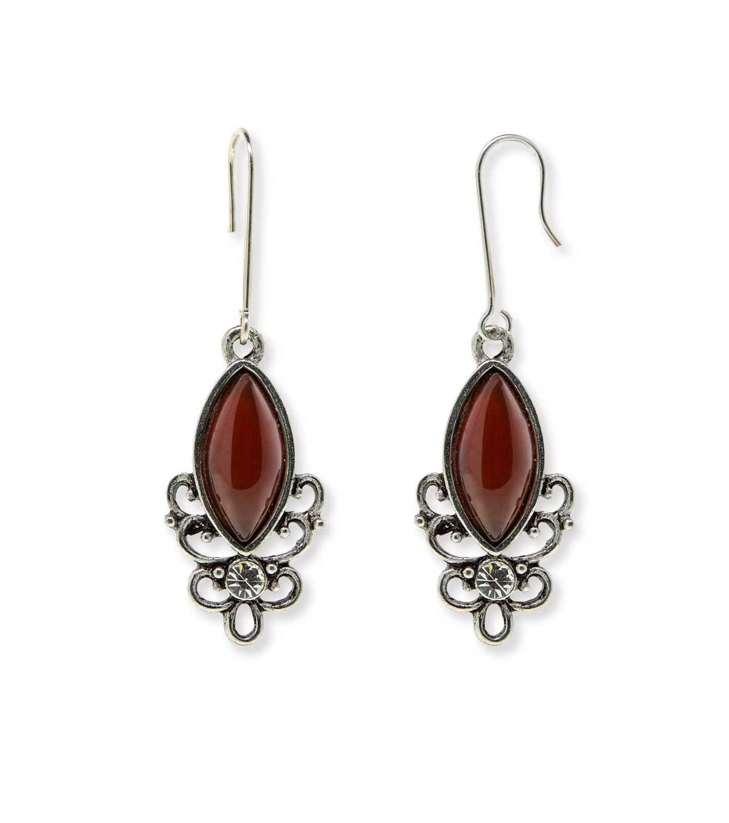 1928 Jewelry Classic Filigree Navette Gemstone Earrings