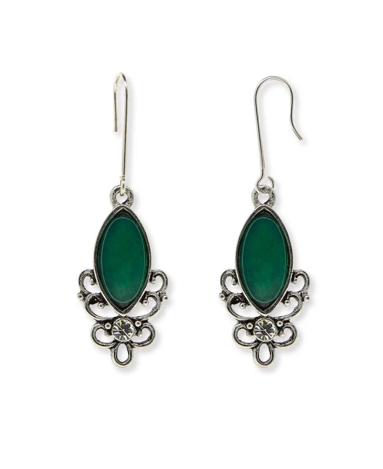 1928 Jewelry Classic Filigree Navette Gemstone Earrings