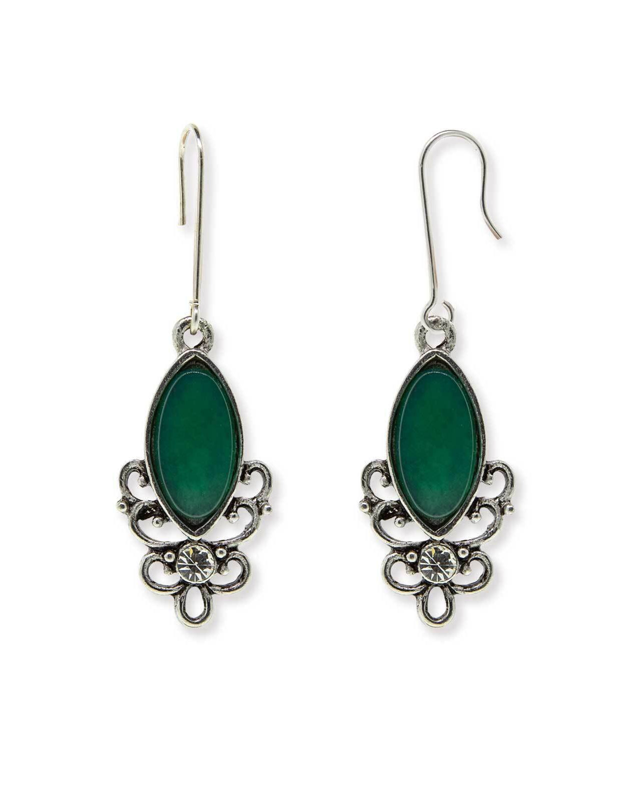 1928 Jewelry Classic Filigree Navette Gemstone Earrings