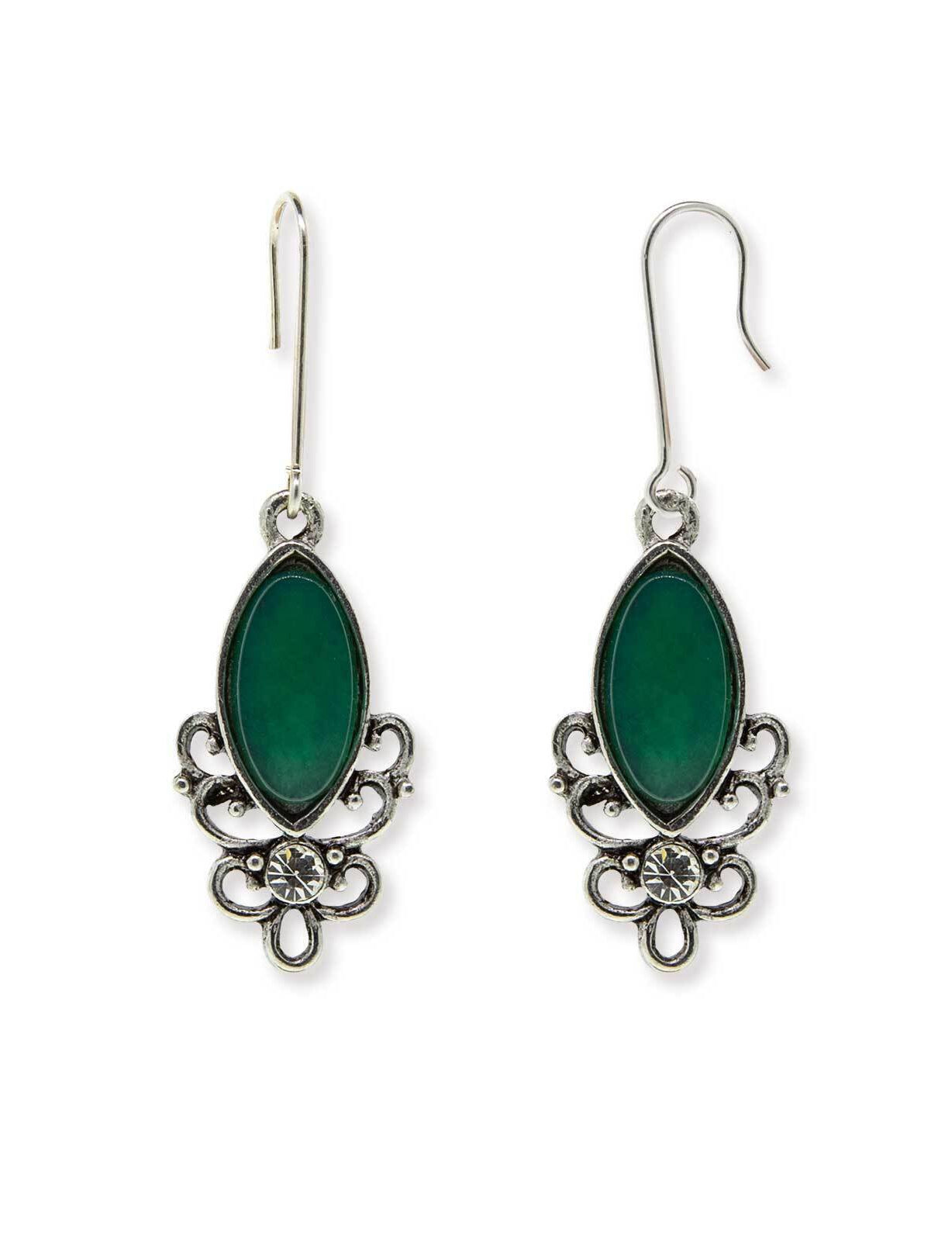 1928 Jewelry Classic Filigree Navette Gemstone Earrings