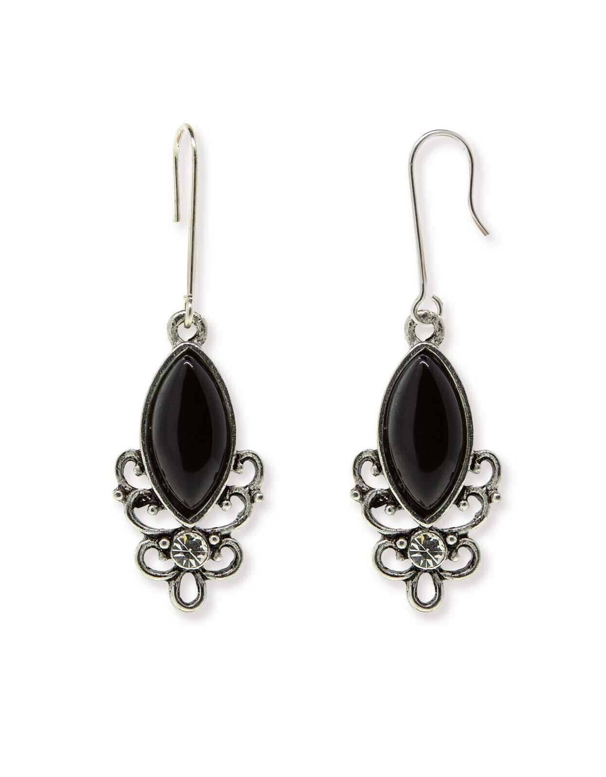 1928 Jewelry Classic Filigree Navette Gemstone Earrings