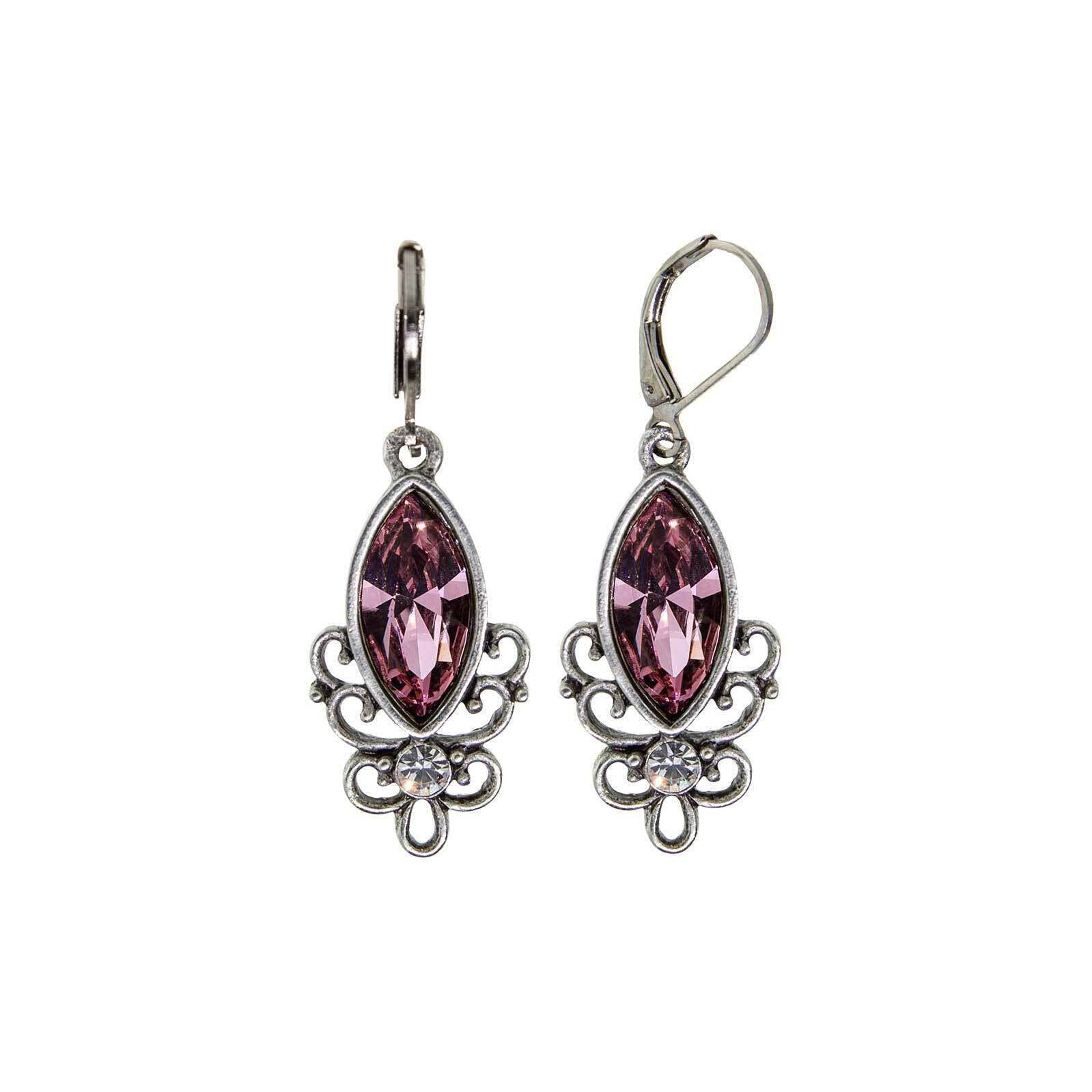 1928 Jewelry Pewter Filigree Drop Earrings