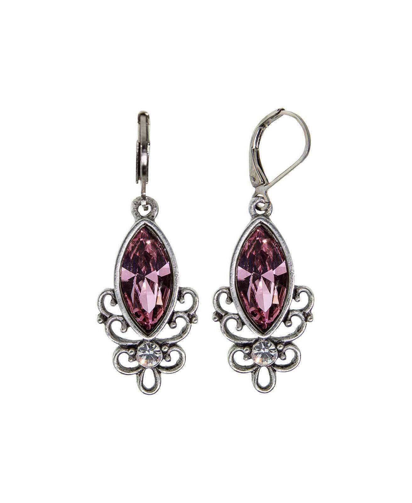 1928 Jewelry Pewter Filigree Drop Earrings