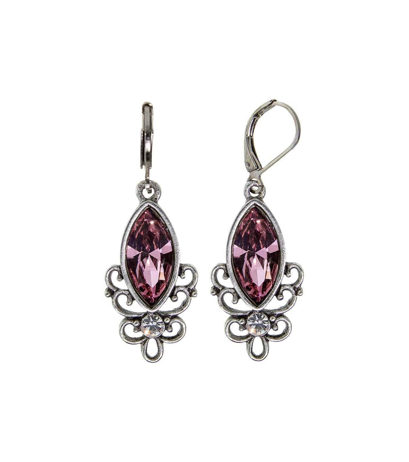 1928 Jewelry Pewter Filigree Drop Earrings