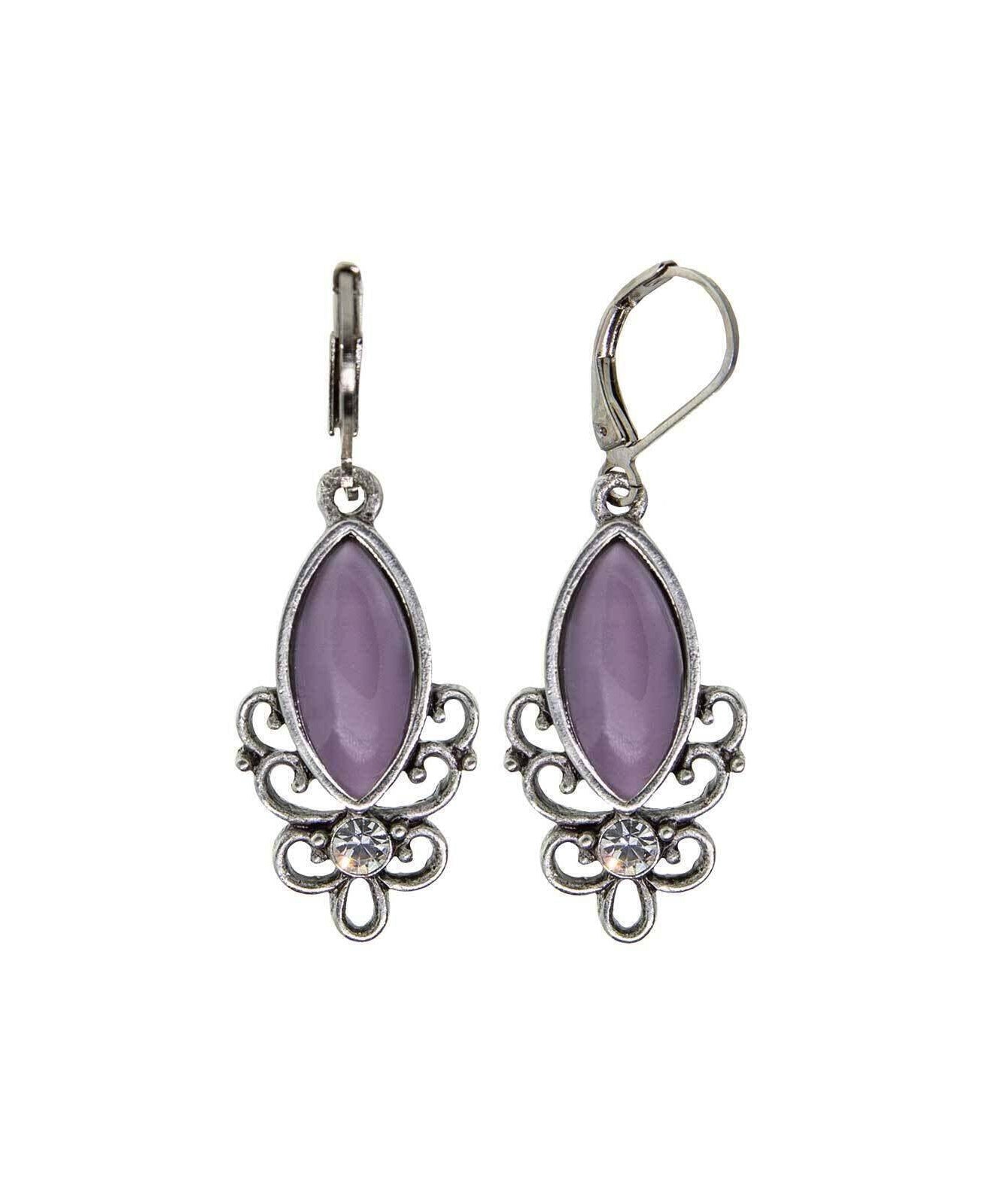 1928 Jewelry Pewter Filigree Drop Earrings