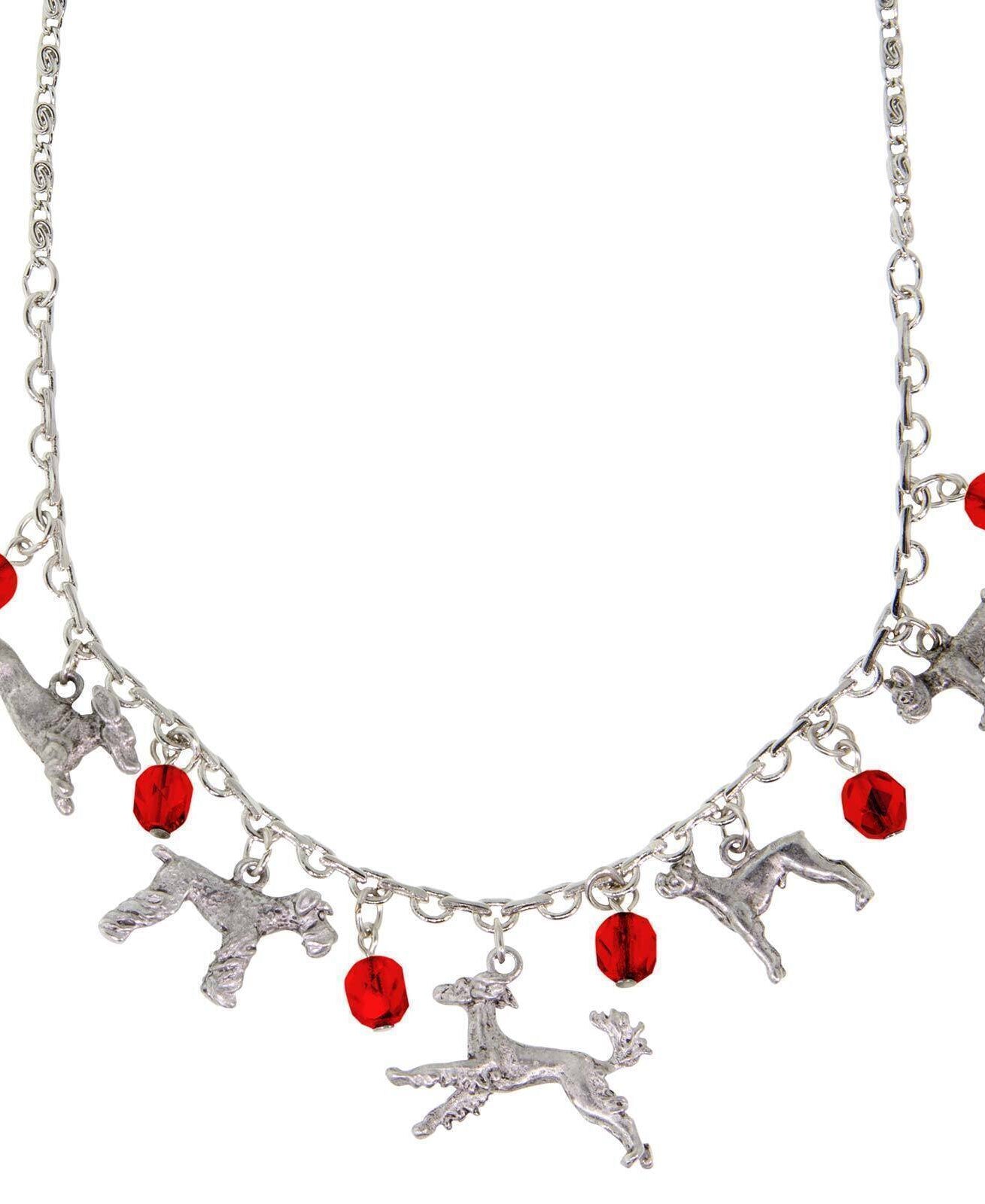 1928 Jewelry Multi Beaded Dog Charm Necklace 16" + 3" Extender