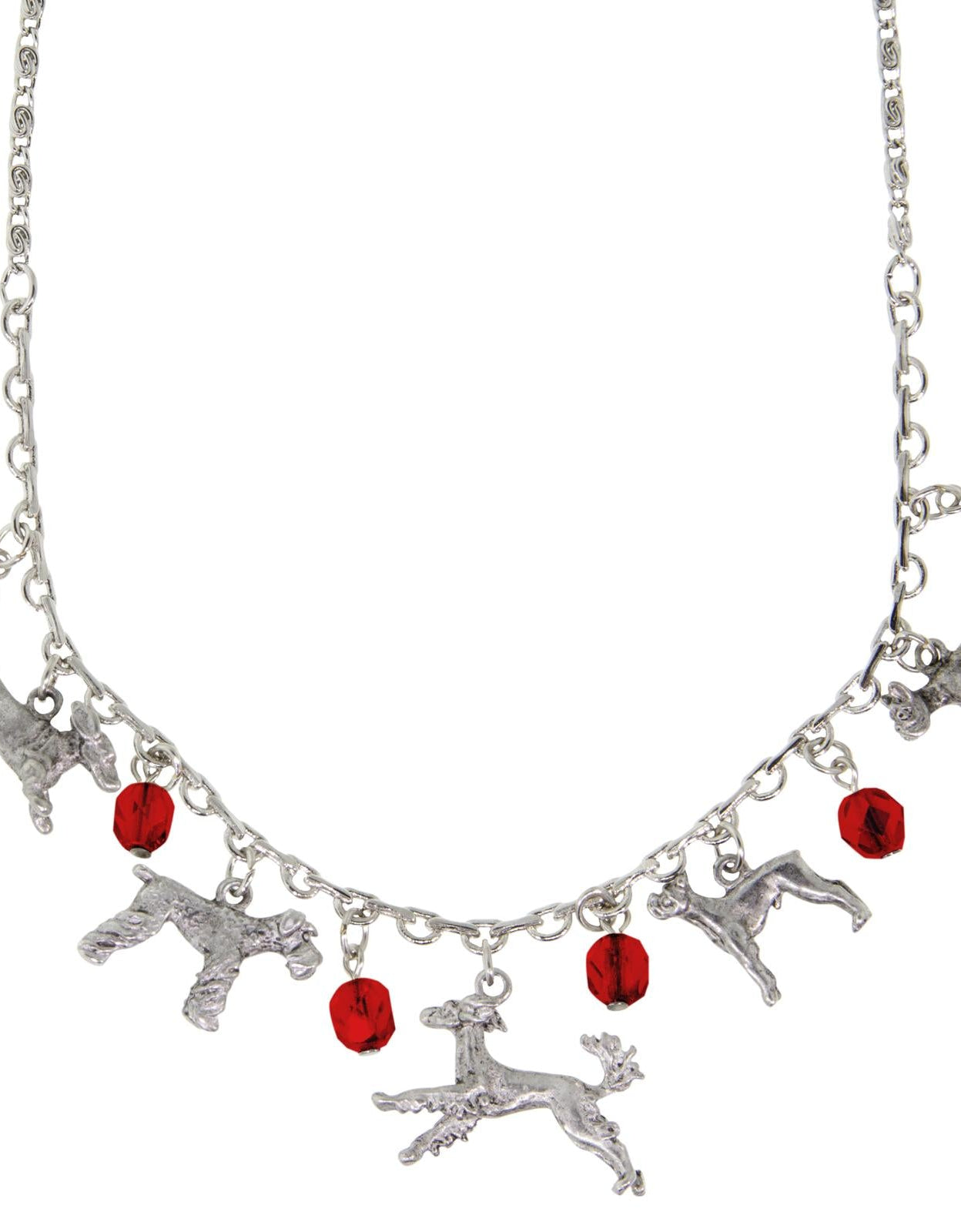 1928 Jewelry Multi Beaded Dog Charm Necklace 16" + 3" Extender