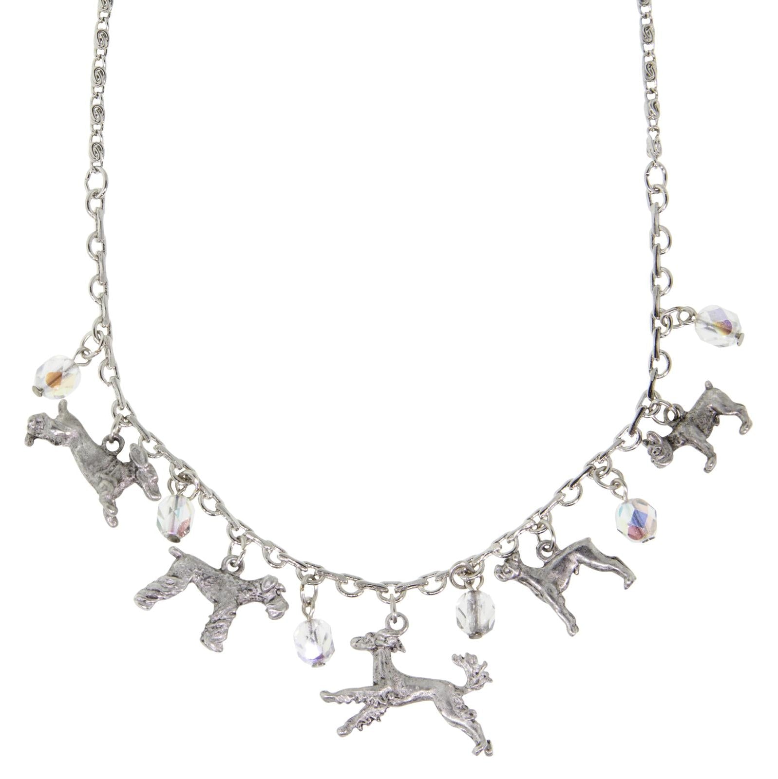 1928 Jewelry Multi Beaded Dog Charm Necklace 16" + 3" Extender