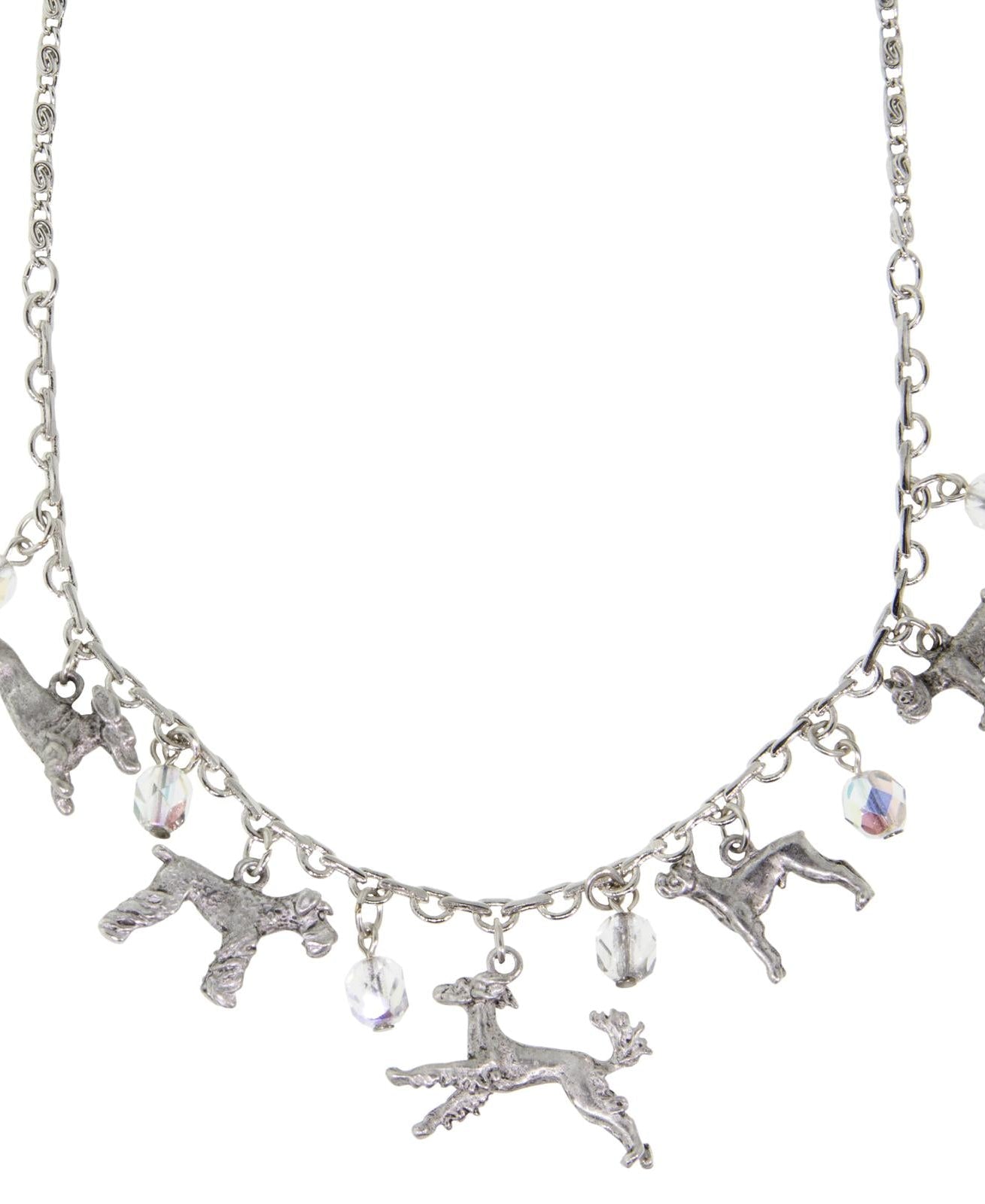 1928 Jewelry Multi Beaded Dog Charm Necklace 16" + 3" Extender