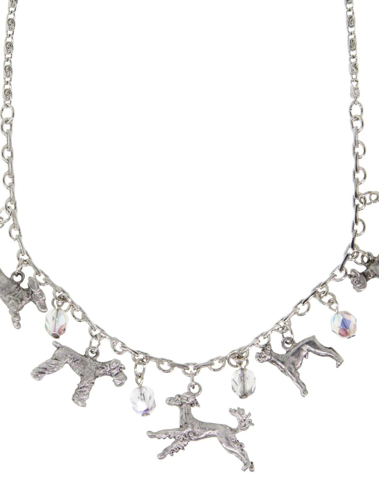 1928 Jewelry Multi Beaded Dog Charm Necklace 16" + 3" Extender