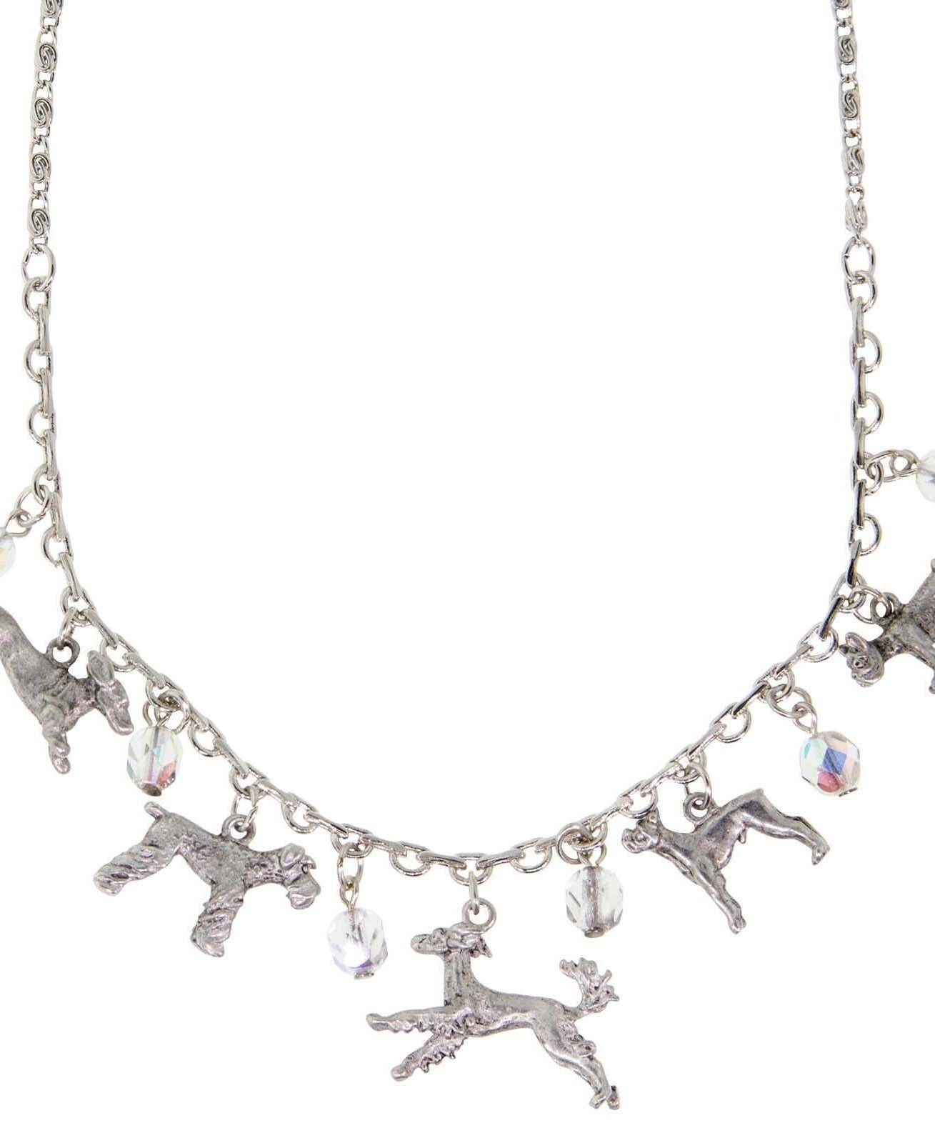 1928 Jewelry Multi Beaded Dog Charm Necklace 16" + 3" Extender