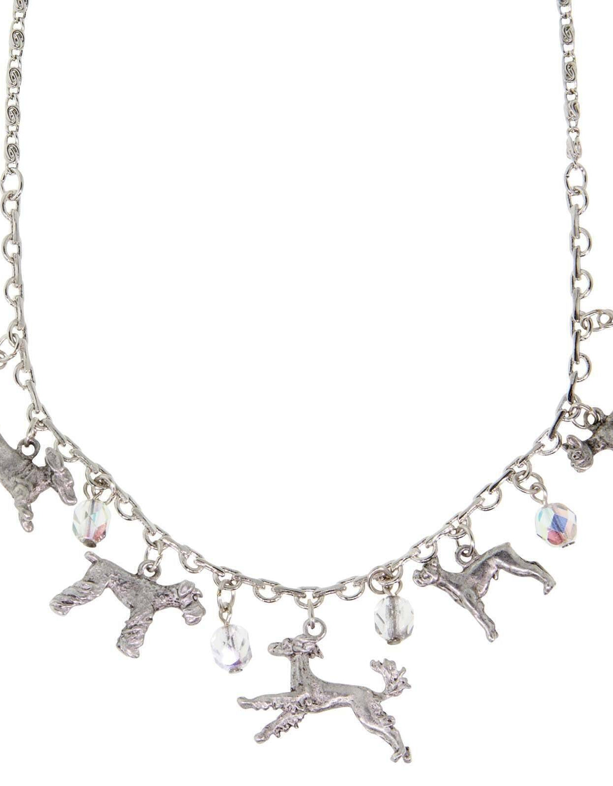 1928 Jewelry Multi Beaded Dog Charm Necklace 16" + 3" Extender