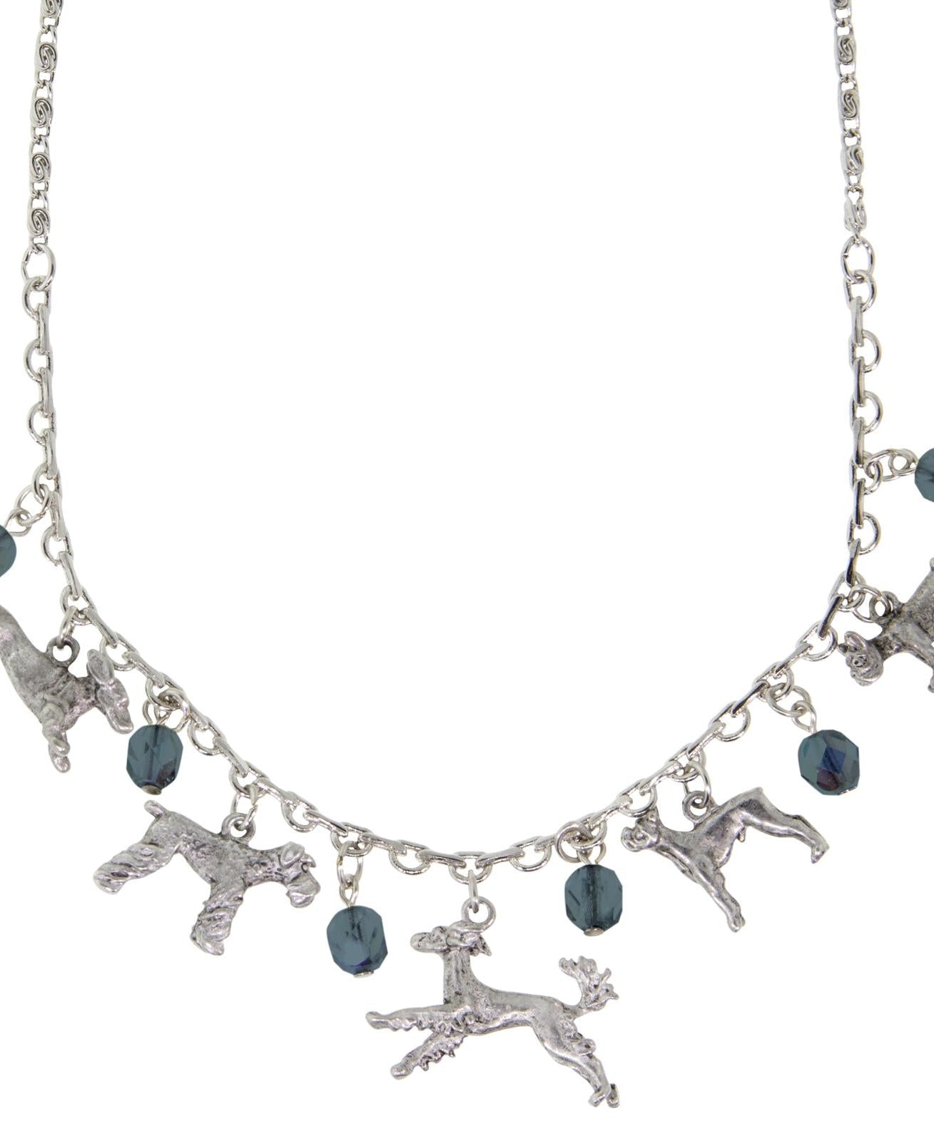 1928 Jewelry Multi Beaded Dog Charm Necklace 16" + 3" Extender