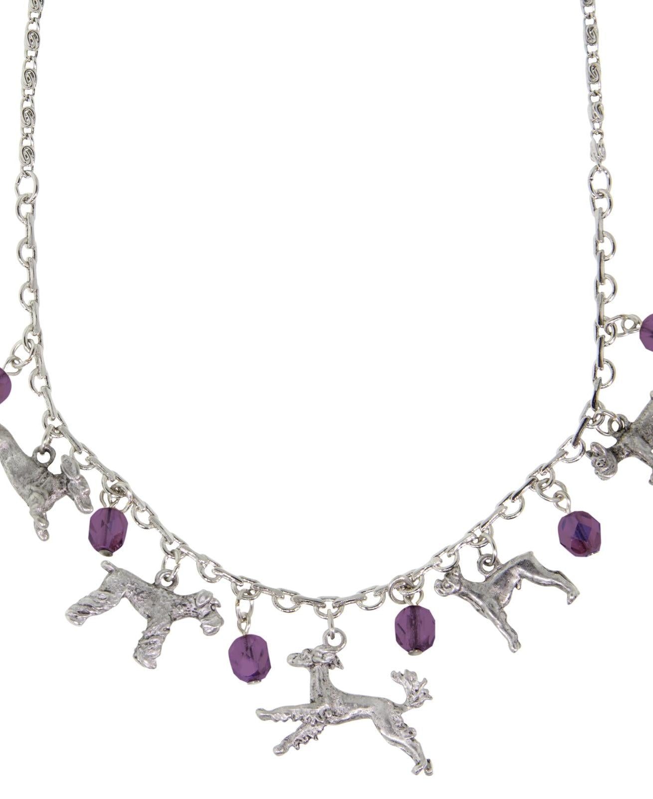 1928 Jewelry Multi Beaded Dog Charm Necklace 16" + 3" Extender