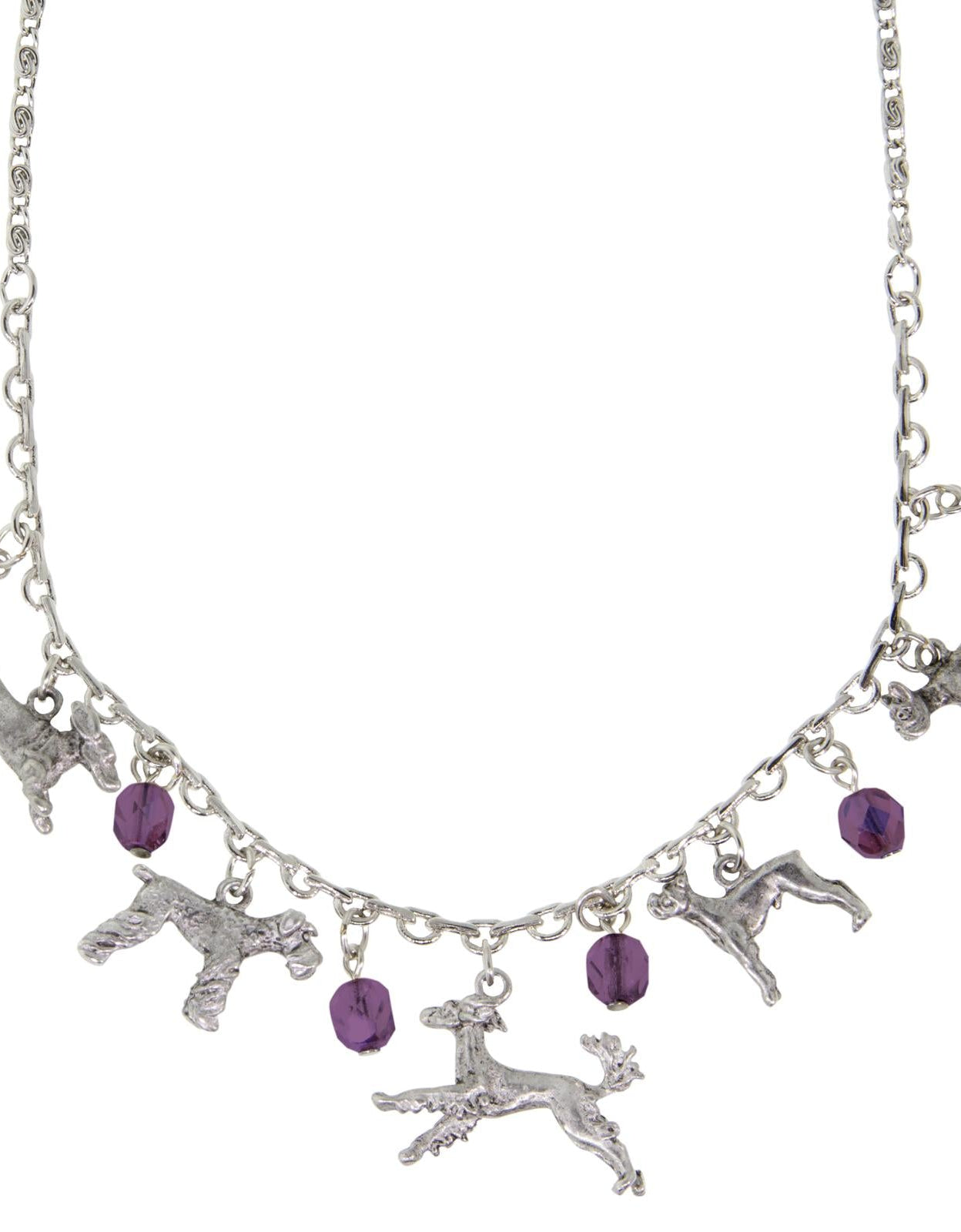 1928 Jewelry Multi Beaded Dog Charm Necklace 16" + 3" Extender