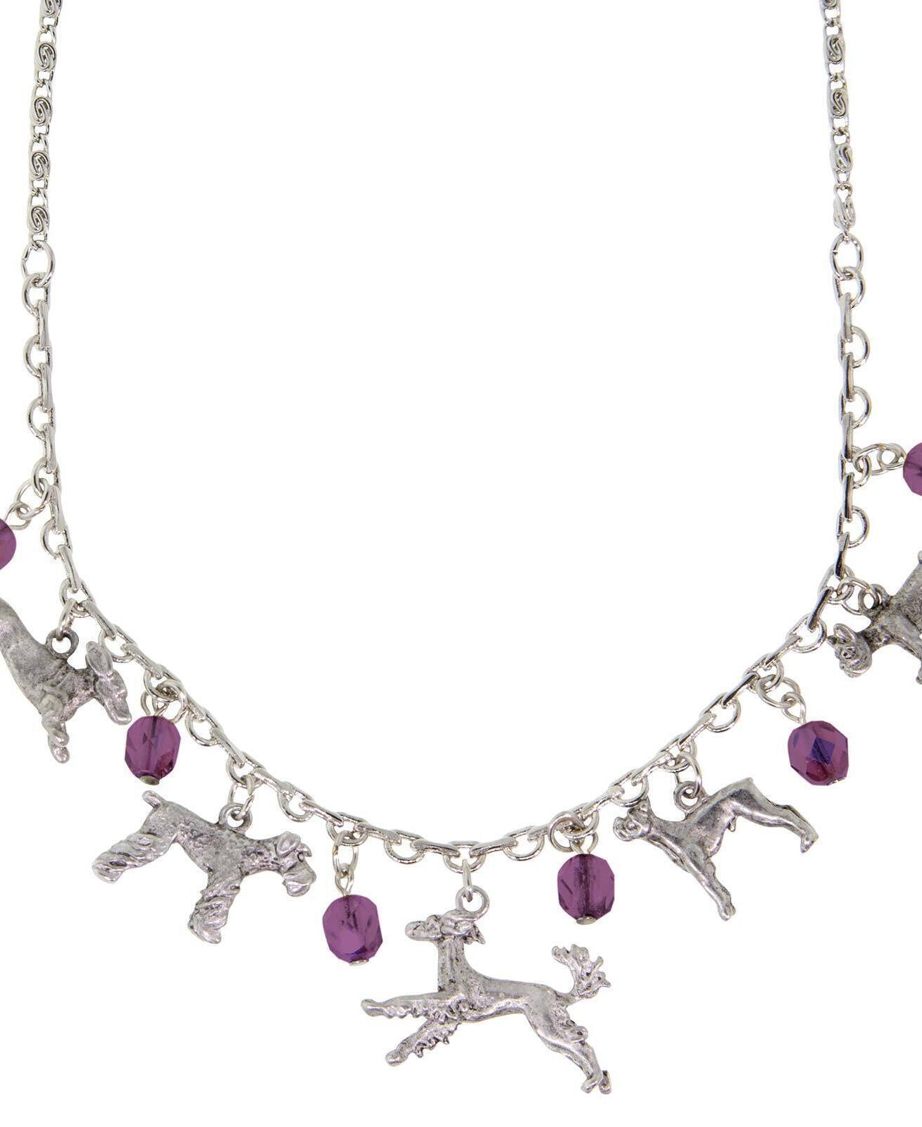 1928 Jewelry Multi Beaded Dog Charm Necklace 16" + 3" Extender