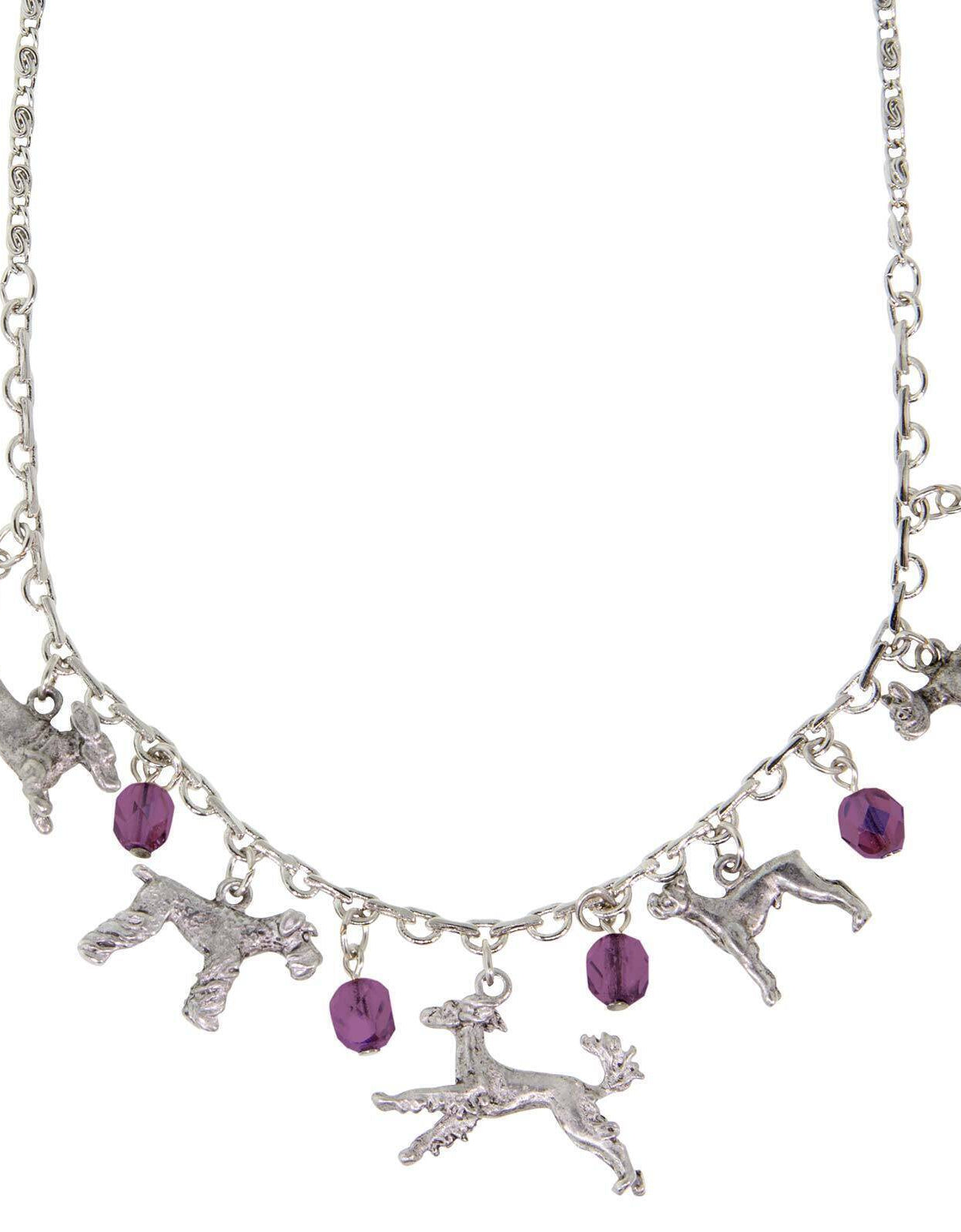 1928 Jewelry Multi Beaded Dog Charm Necklace 16" + 3" Extender