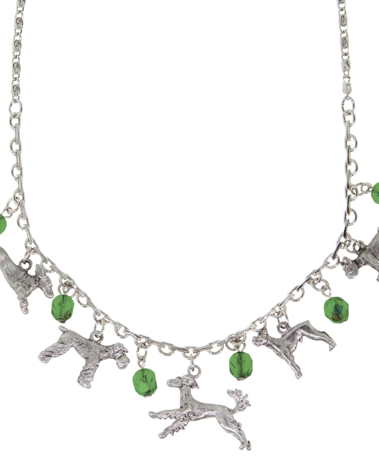 1928 Jewelry Multi Beaded Dog Charm Necklace 16" + 3" Extender