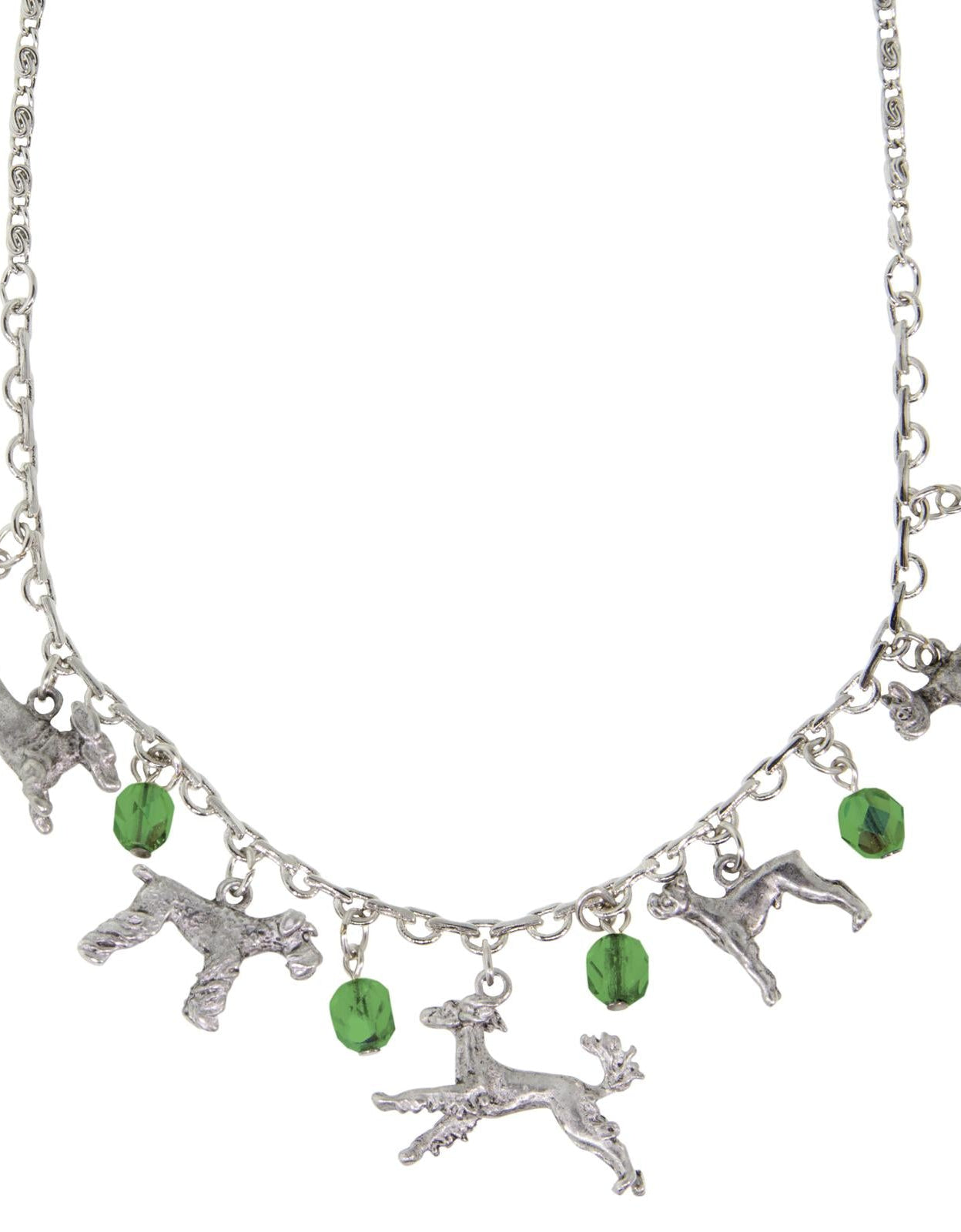 1928 Jewelry Multi Beaded Dog Charm Necklace 16" + 3" Extender