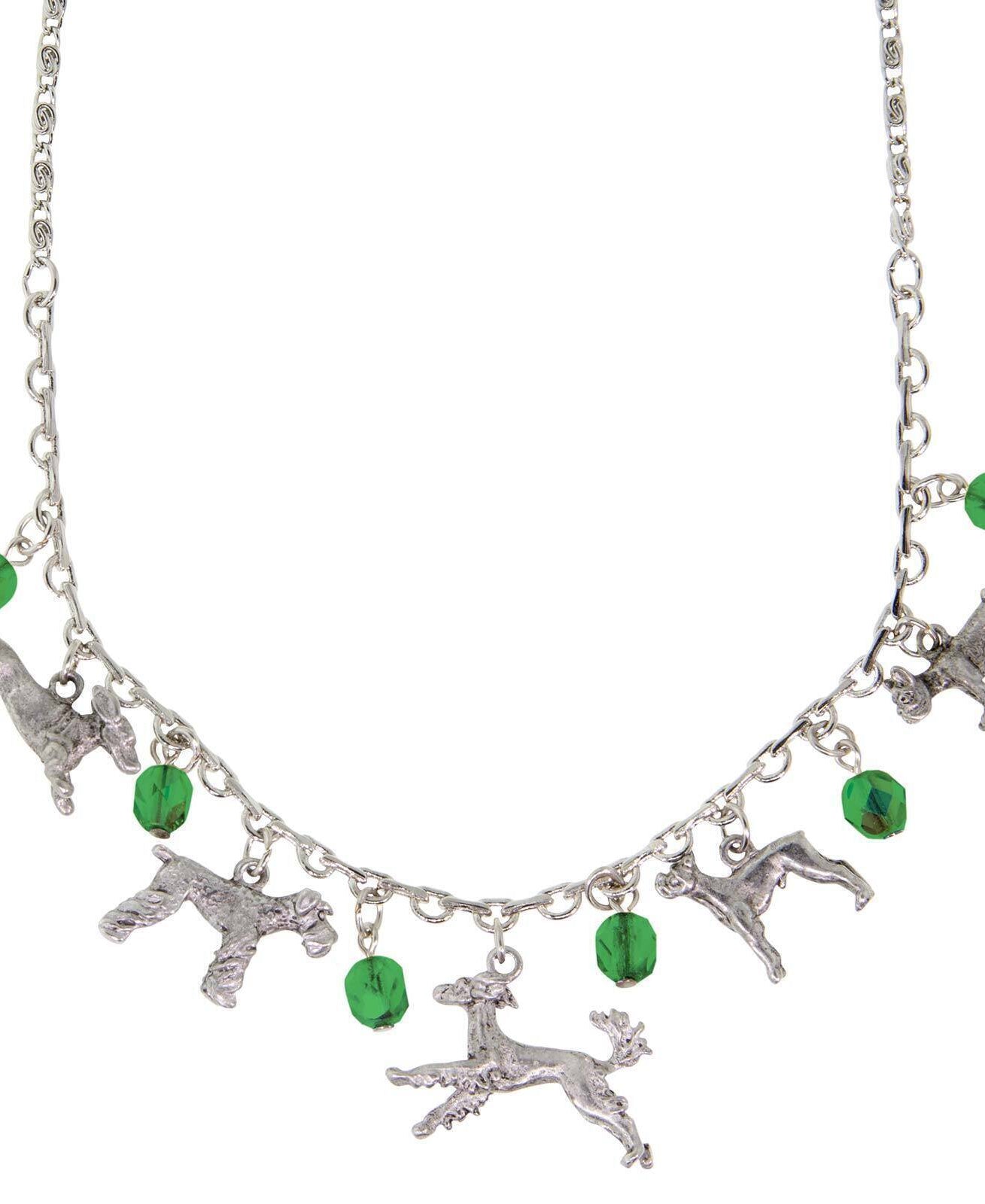 1928 Jewelry Multi Beaded Dog Charm Necklace 16" + 3" Extender