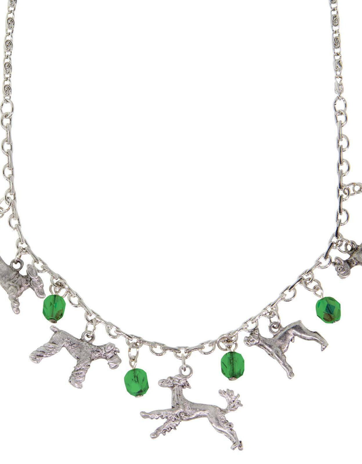 1928 Jewelry Multi Beaded Dog Charm Necklace 16" + 3" Extender