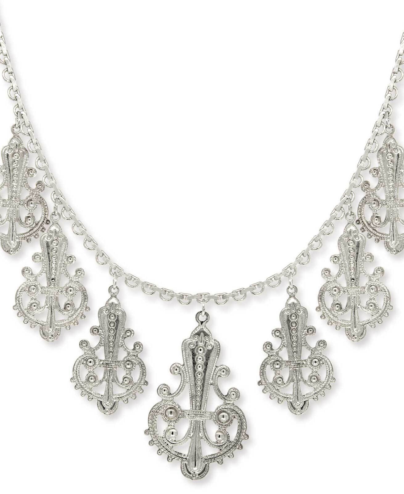 1928 Jewelry Royal Filigree Ornamental Drop Necklace 16" + 3" Extender