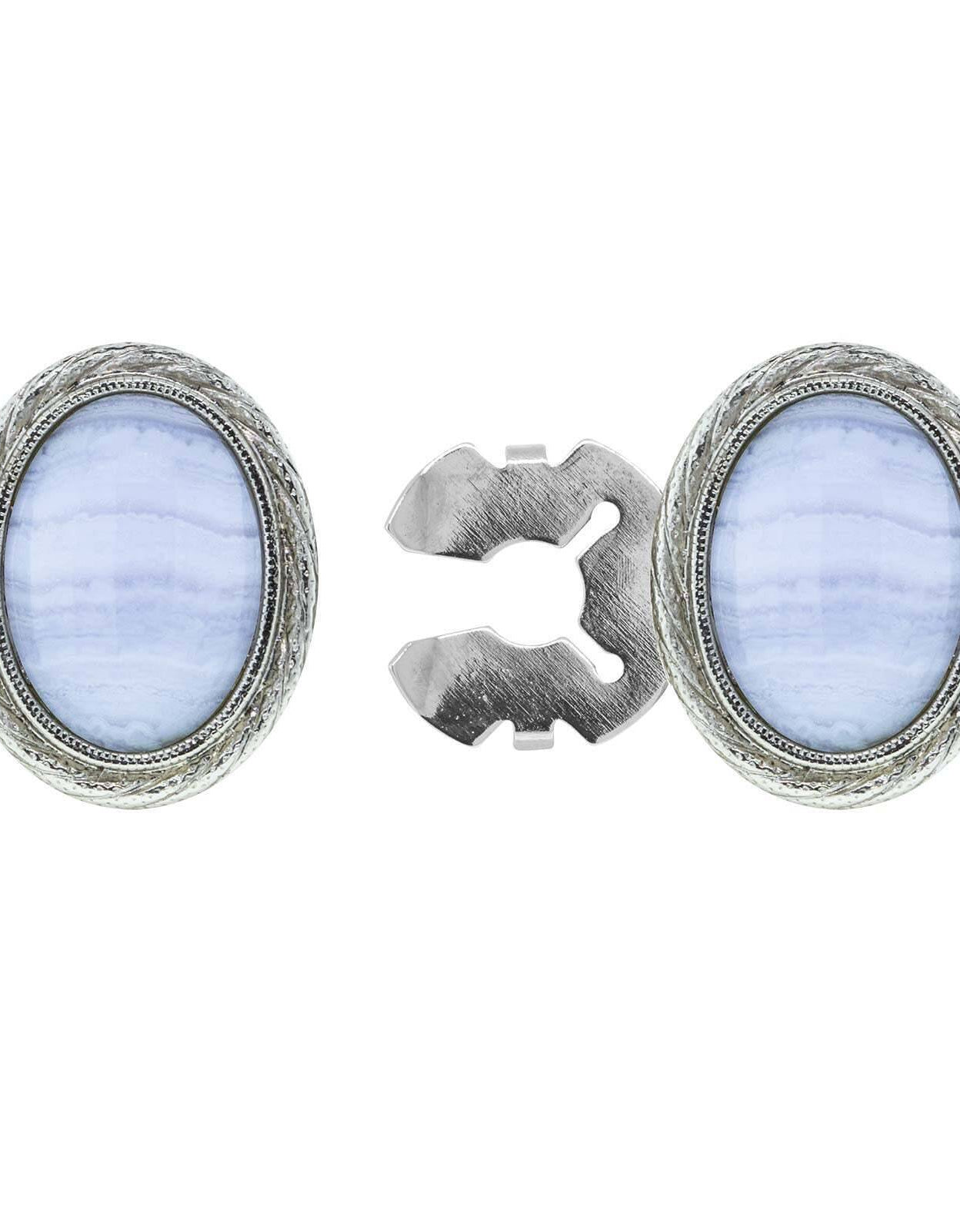 1928 Jewelry CUFF IT!¨ Cufflinks Genuine Stone Oval Button Cover