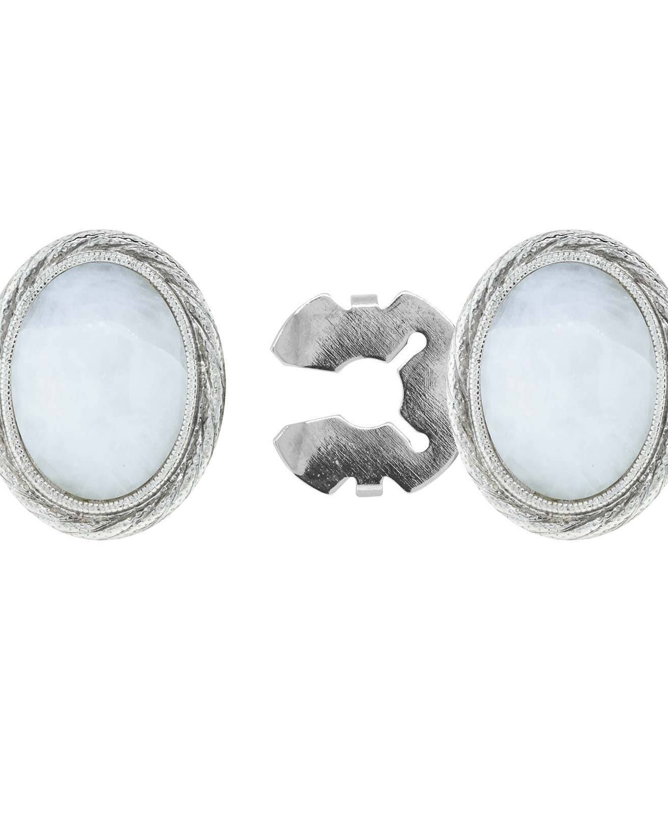 1928 Jewelry CUFF IT!¨ Cufflinks Genuine Stone Oval Button Cover