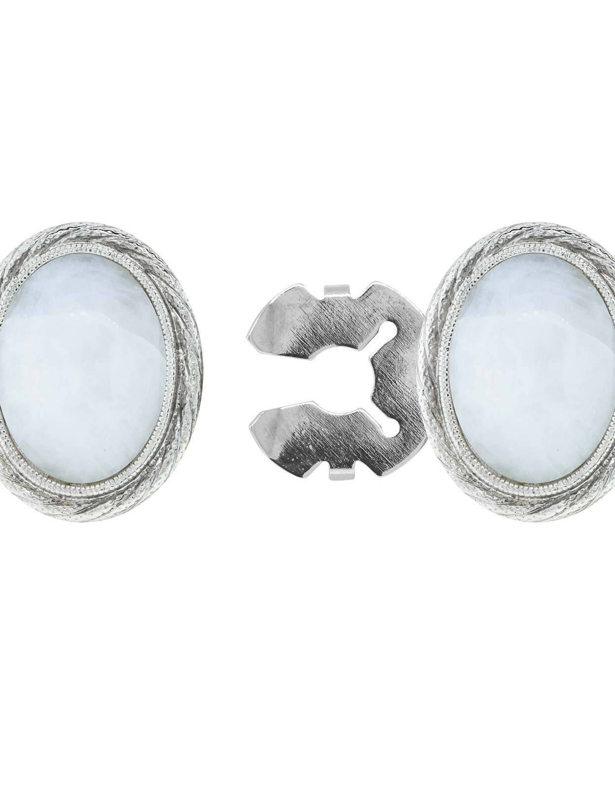 1928 Jewelry CUFF IT!¨ Cufflinks Genuine Stone Oval Button Cover