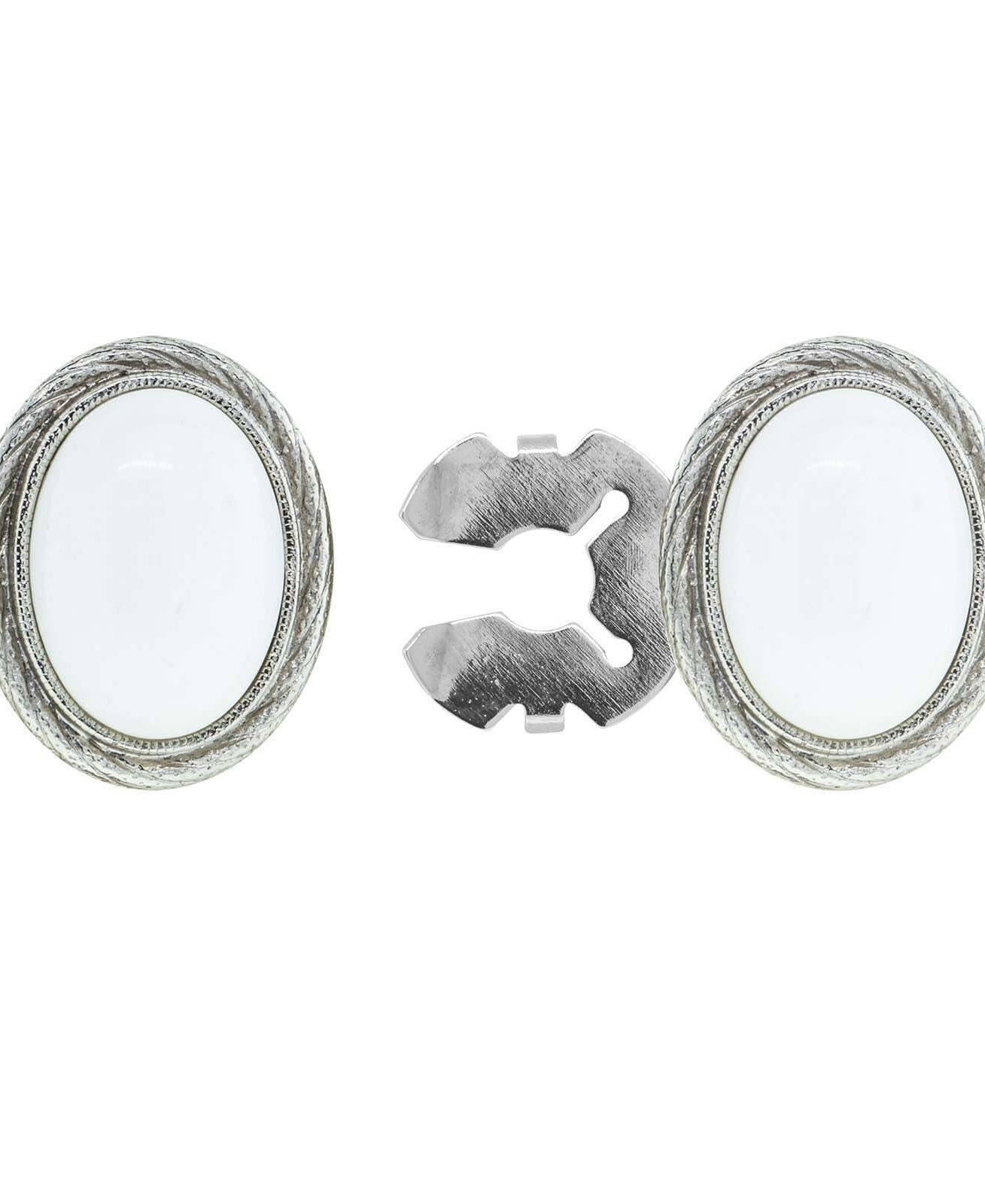 1928 Jewelry CUFF IT!¨ Cufflinks Genuine Stone Oval Button Cover