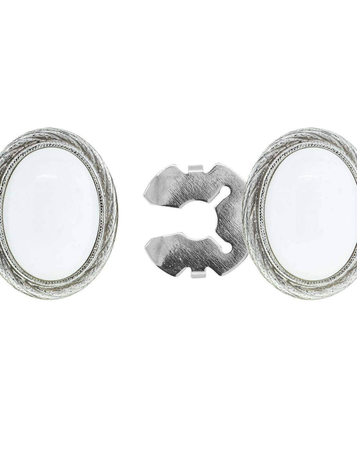 1928 Jewelry CUFF IT!¨ Cufflinks Genuine Stone Oval Button Cover