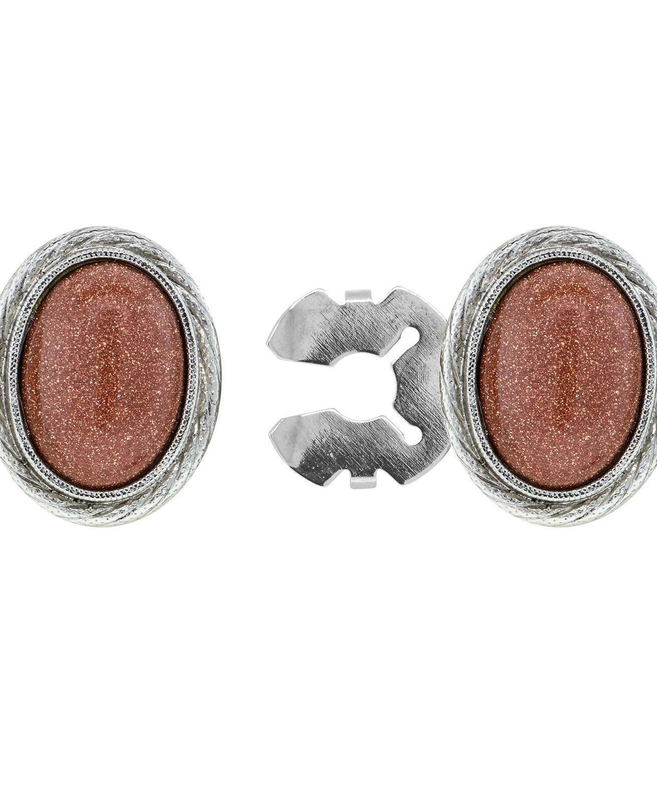 1928 Jewelry CUFF IT!¨ Cufflinks Genuine Stone Oval Button Cover