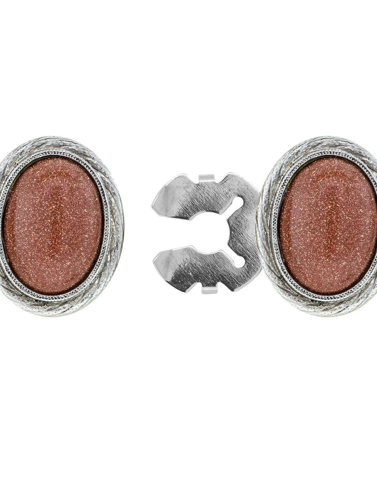 1928 Jewelry CUFF IT!¨ Cufflinks Genuine Stone Oval Button Cover